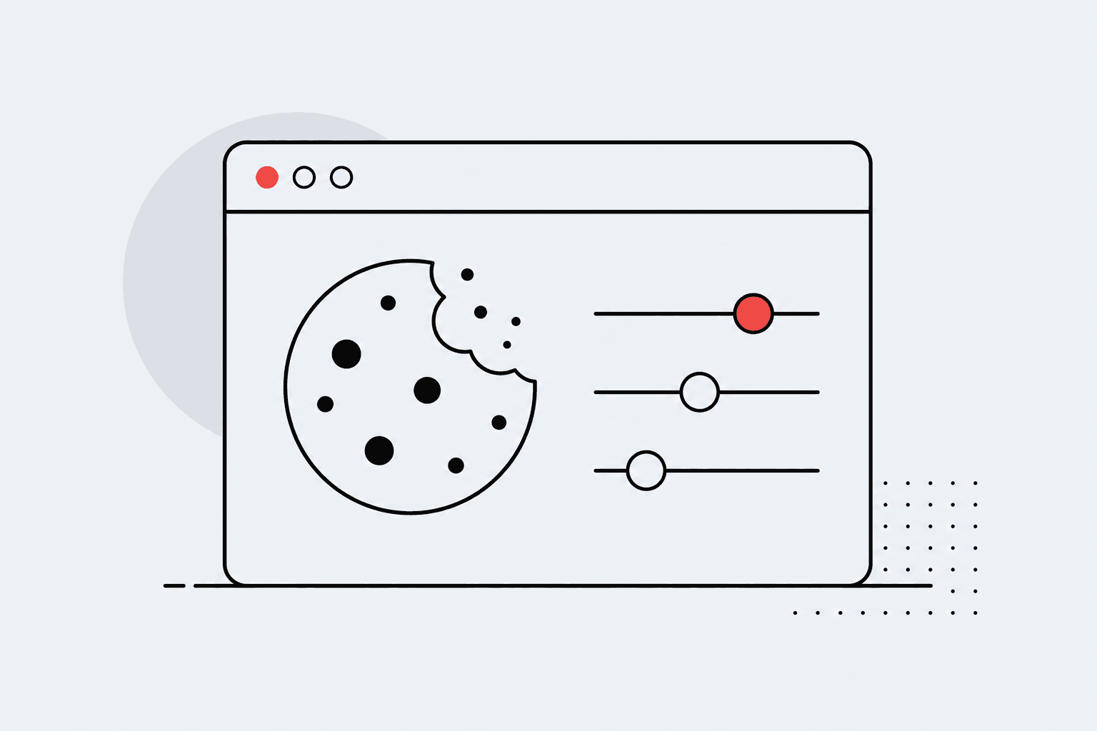 Ilustração editorial sobre cookies e preferências do navegador