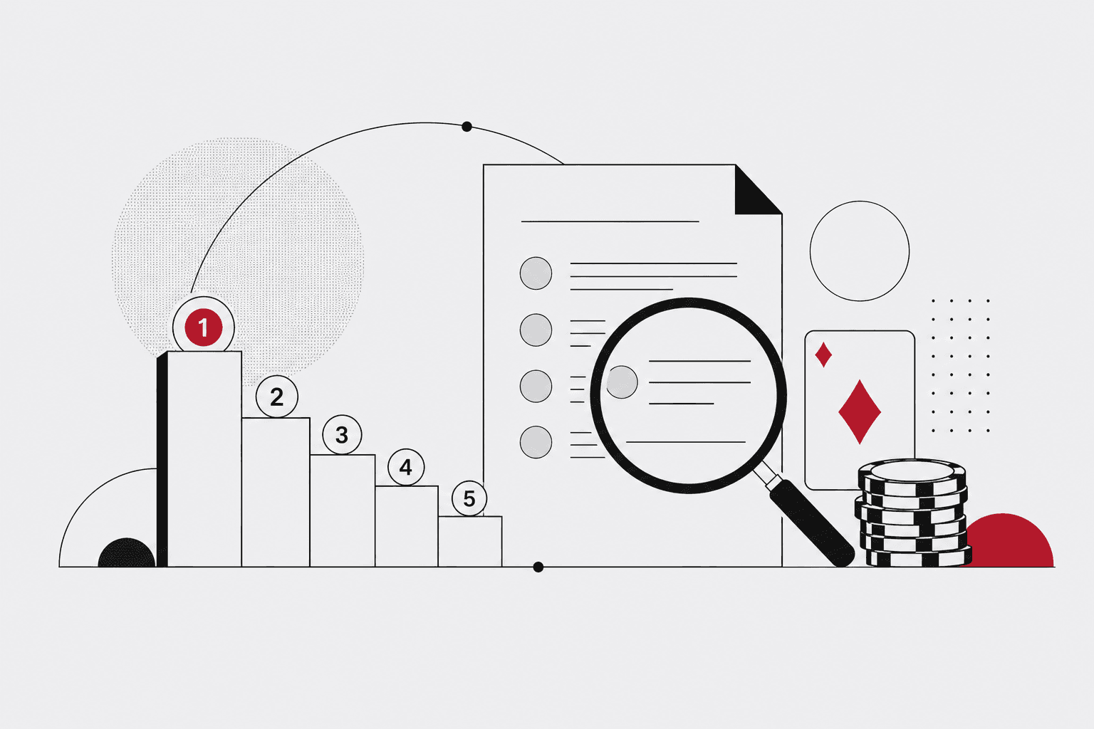 Ilustração editorial de comparação de critérios entre operadores