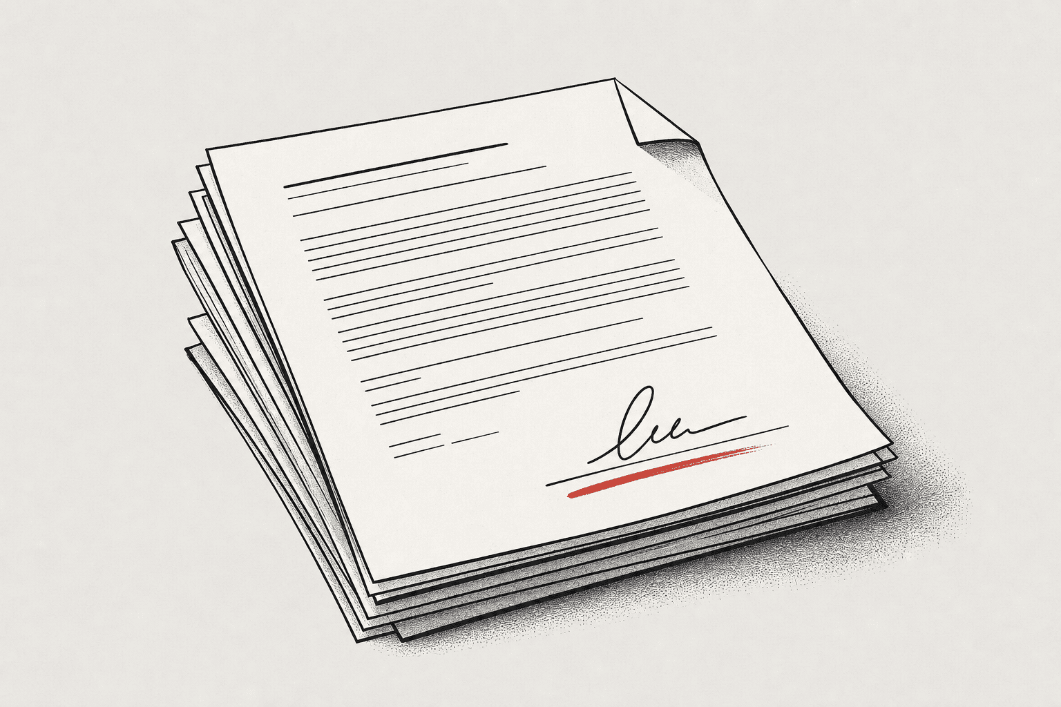 Ilustração editorial de documentos legais e termos de utilização